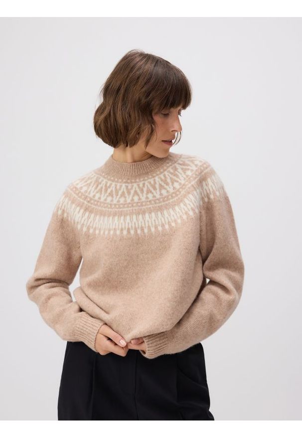 Reserved - Sweter z wełną - złamana biel. Materiał: wełna