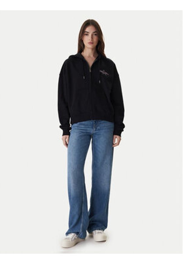 Guess Jeans Bluza W6RQ06 K68I4 Czarny Oversize. Kolor: czarny. Materiał: bawełna