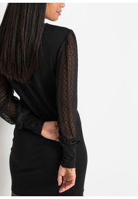 bonprix - Sukienka z dżerseju, z mieszanki wiskozy. Kolor: czarny. Materiał: jersey, wiskoza, szyfon. Styl: elegancki #3