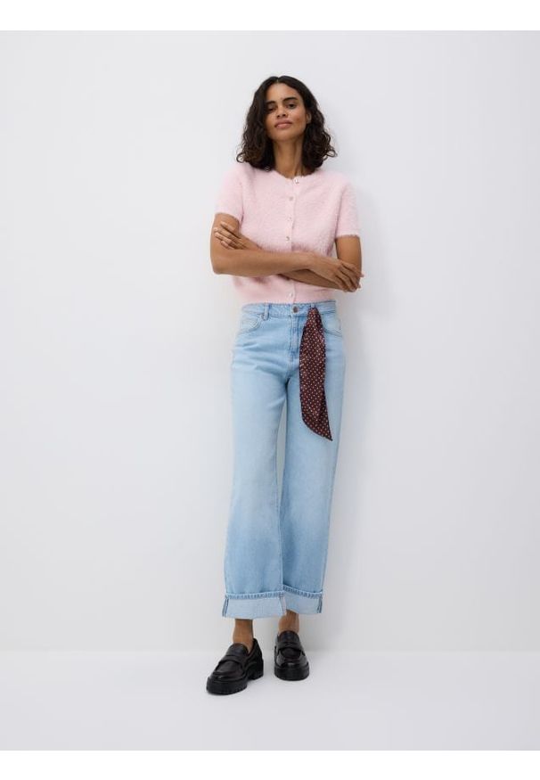 Reserved - Jeansowe spodnie z apaszką - niebieski. Kolor: niebieski