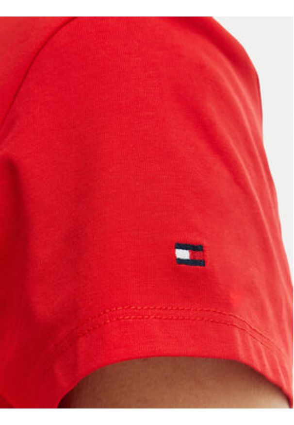 TOMMY HILFIGER - Tommy Hilfiger T-Shirt WW0WW48710 Pomarańczowy Slim Fit. Kolor: pomarańczowy. Materiał: bawełna