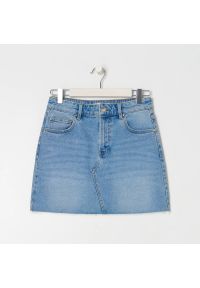 Sinsay - Spódnica mini jeansowa - Niebieski. Kolor: niebieski. Materiał: jeans #1