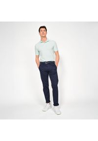 INESIS - Koszulka polo do golfa z krótkim rękawem męska Inesis MW500. Typ kołnierza: golf, polo. Kolor: wielokolorowy, niebieski, zielony. Materiał: bawełna, materiał, poliester. Długość rękawa: krótki rękaw. Długość: krótkie. Wzór: ze splotem. Styl: klasyczny