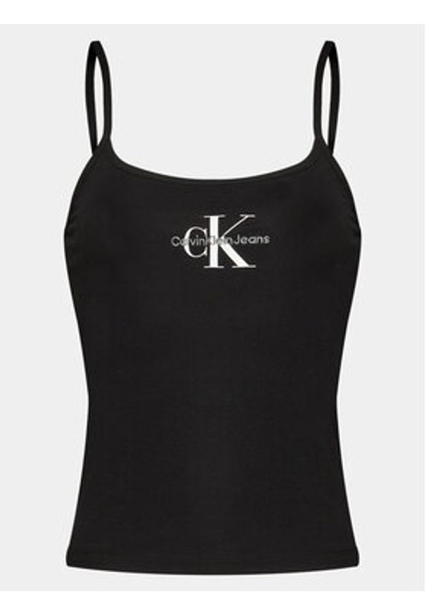 Calvin Klein Jeans Top Monologo J20J223105 Czarny Slim Fit. Kolor: czarny. Materiał: bawełna