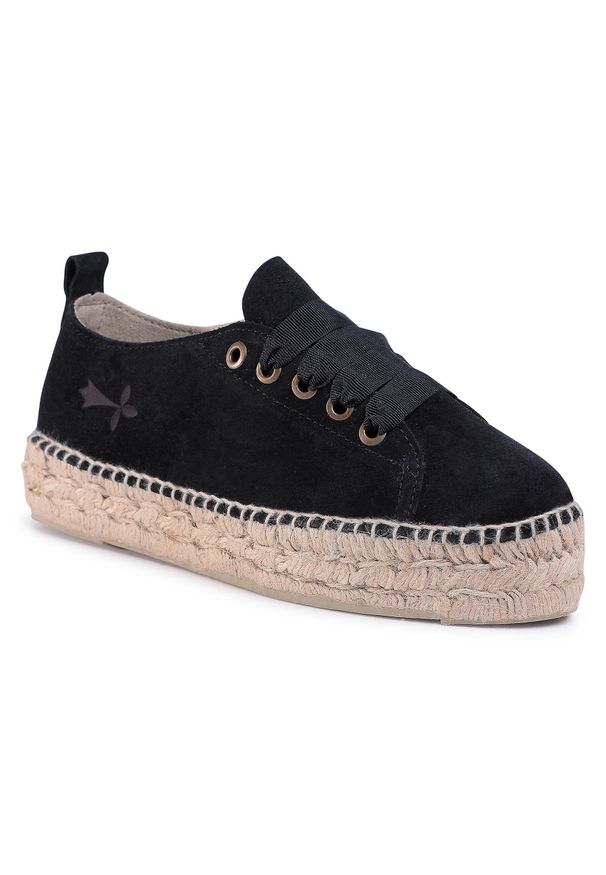 Espadryle Manebi Sneakers D K 1.0 E0 Black. Kolor: czarny. Materiał: zamsz, skóra