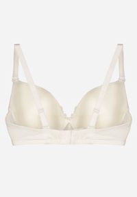 Renee - Jasnobeżowy Biustonosz Ozdobiony Koronką i Kokardką Aqiany. Kolor: beżowy. Materiał: koronka. Wzór: koronka, aplikacja #2