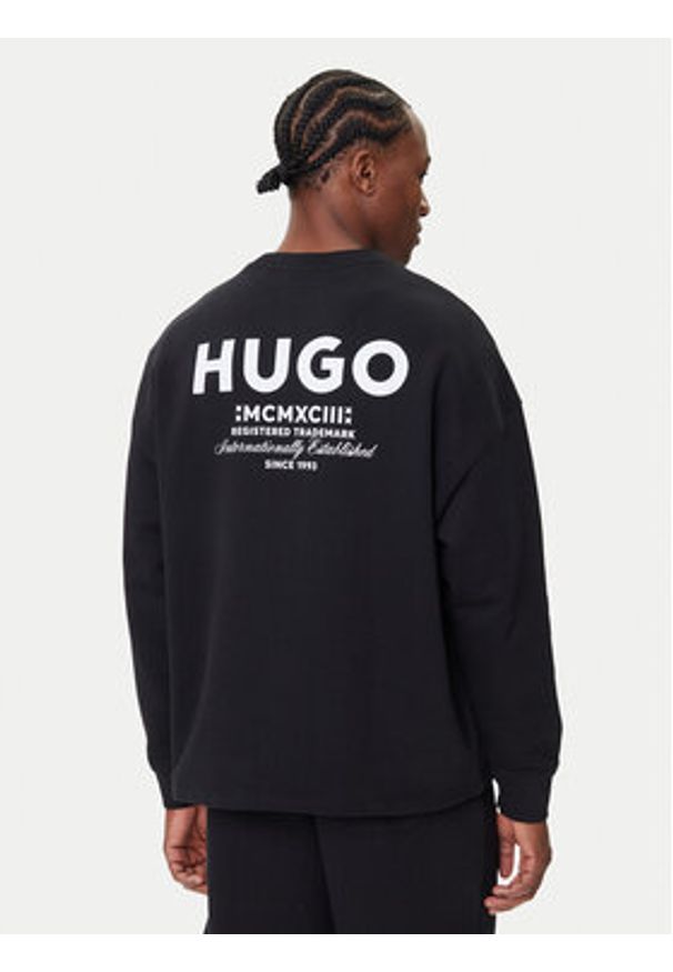 Hugo - HUGO Bluza Naviu 50510732 Czarny Loose Fit. Kolor: czarny. Materiał: bawełna