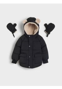 Sinsay - Kurtka z kapturem - czarny. Typ kołnierza: kaptur. Kolor: czarny. Materiał: materiał #1