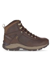 Panowie outdoorowy Merrell Vego Mid Leather Waterproof - Męskie - Espresso. Wysokość cholewki: za kostkę. Zapięcie: sznurówki. Kolor: brązowy. Materiał: skóra, materiał. Szerokość cholewki: normalna. Sport: turystyka piesza