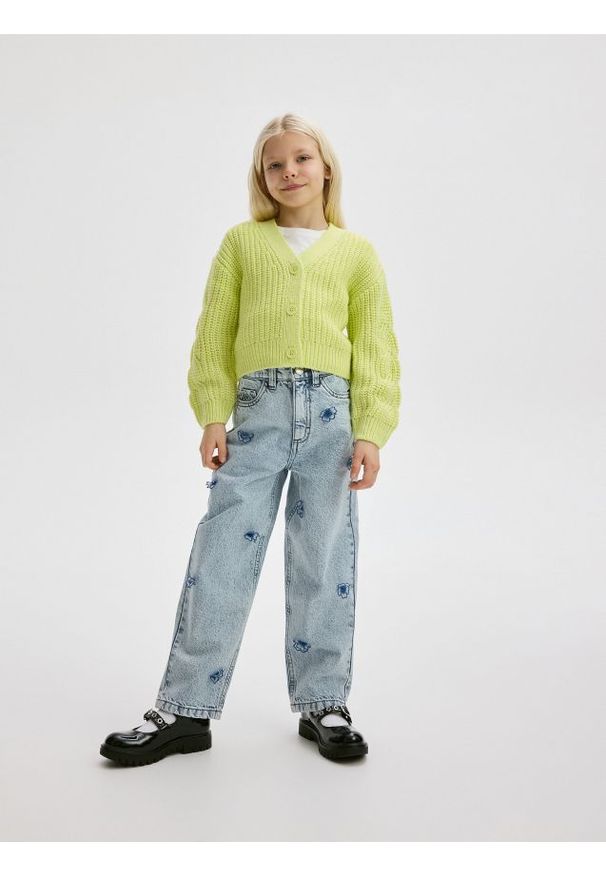 Reserved - Kardigan na guziki - zielony. Kolor: zielony. Materiał: dzianina