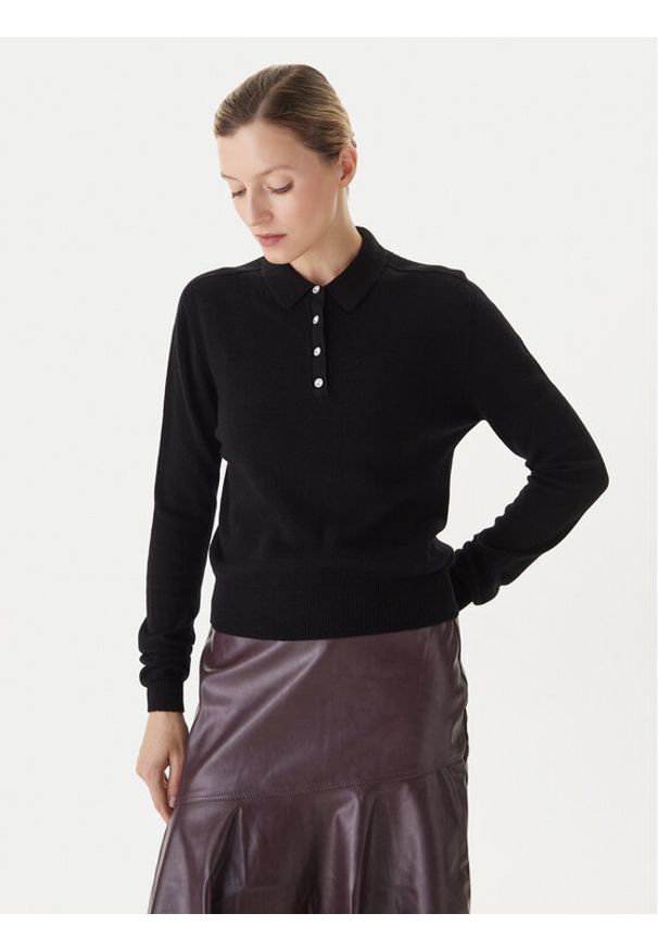 KAOS Sweter RI1KT019 Czarny Regular Fit. Kolor: czarny. Materiał: wełna