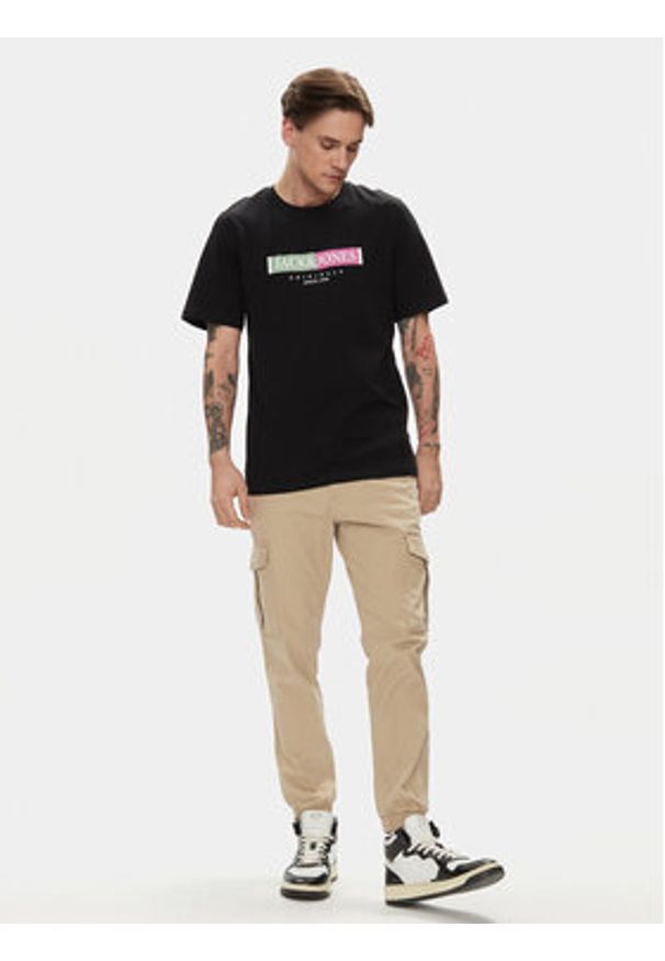 Jack & Jones - Jack&Jones Joggery Marco 12186889 Beżowy Slim Fit. Kolor: beżowy. Materiał: bawełna