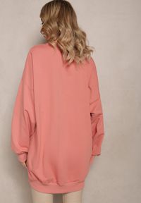 Renee - Różowa Bluza Bawełniana Oversize Lufela. Kolor: różowy. Materiał: bawełna. Wzór: gładki. Styl: elegancki