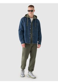 4f - 4F Bluza dresowa rozpinana z kapturem męska - khaki XL. Okazja: na co dzień. Typ kołnierza: kaptur. Kolor: oliwkowy, brązowy, wielokolorowy. Materiał: dresówka. Długość rękawa: raglanowy rękaw. Wzór: gładki, ze splotem. Styl: sportowy, casual