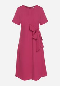 Born2be - Fioletowa Sukienka Vices o Rozkloszowanym Kroju z Ozdobnym Wiązaniem Ellis. Okazja: na imprezę, na co dzień. Kolor: fioletowy. Materiał: skóra, jeans. Długość rękawa: krótki rękaw. Styl: casual, klasyczny #6