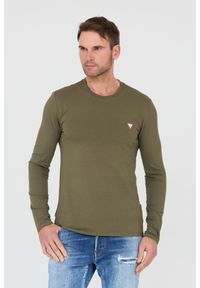 Guess - GUESS Zielony męski longsleeve Core Tee, Rozmiar S. Kolor: zielony. Długość rękawa: długi rękaw