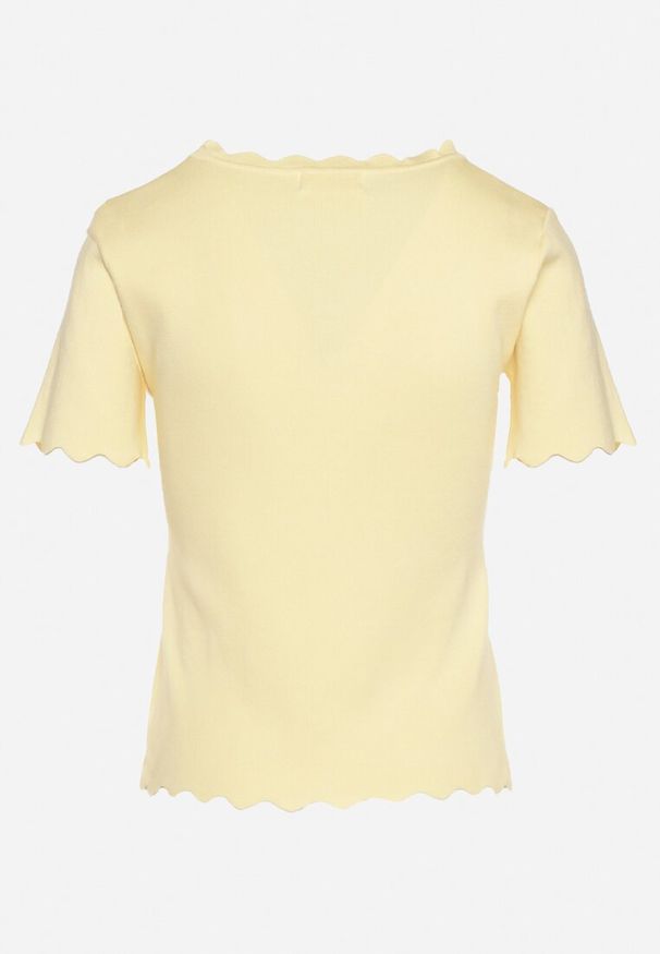 Born2be - Żółta Bluzka Dzianinowa z Krótkim Rękawem Bellalanie. Kolor: żółty. Materiał: dzianina. Długość rękawa: krótki rękaw. Długość: krótkie