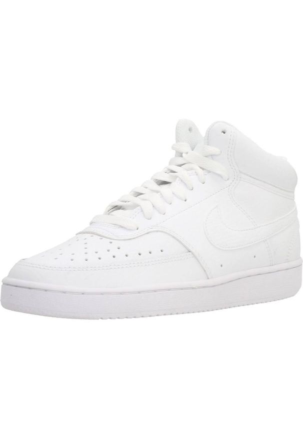 Buty Nike Court Vision Mid, Kobiety. Kolor: biały, wielokolorowy, beżowy. Materiał: skóra, materiał. Model: Nike Court. Sport: turystyka piesza