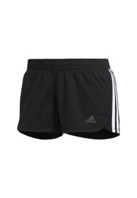 Adidas - Szorty z dzianiny damskie w 3 paski adidas Pacer. Kolor: czarny, biały, wielokolorowy. Materiał: dzianina. Wzór: paski. Sport: bieganie