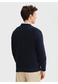 Pako Lorente - PAKO LORENTE – Granatowy sweter męski. Kolor: oliwkowy, niebieski. Materiał: bawełna. Wzór: gładki. Sezon: wiosna #10
