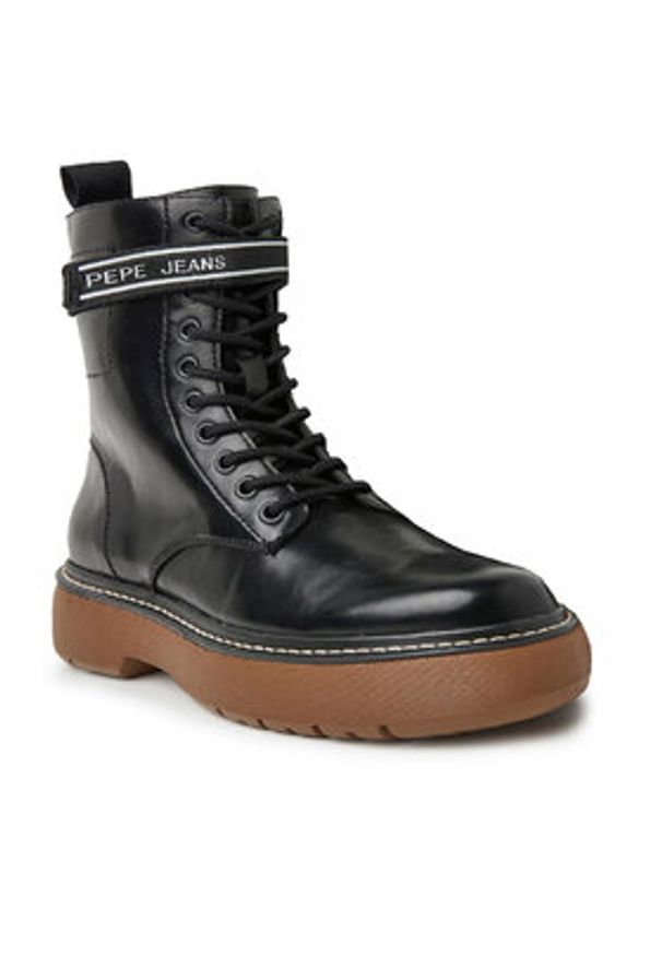 Pepe Jeans Botki PLS50503 Czarny. Kolor: czarny. Materiał: skóra