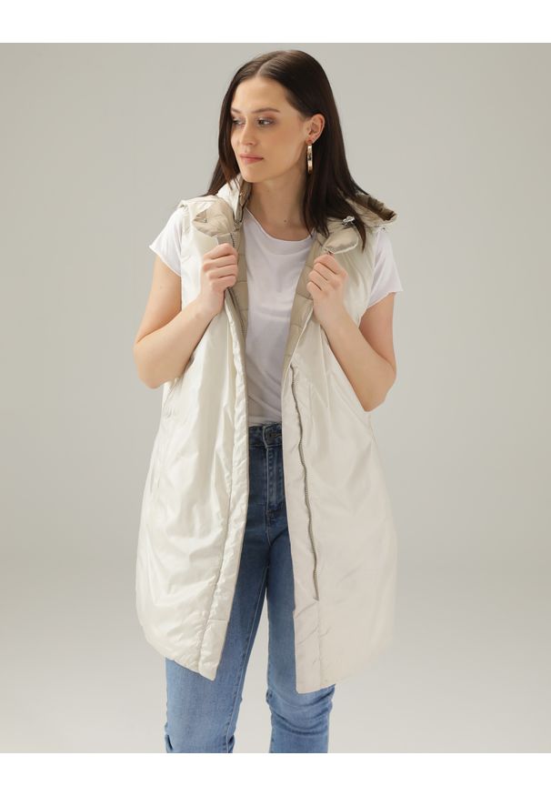 Unisono - DWUSTRONNA KAMIZELKA 76-9813 BEIG-PAN. Materiał: poliamid, nylon, poliester