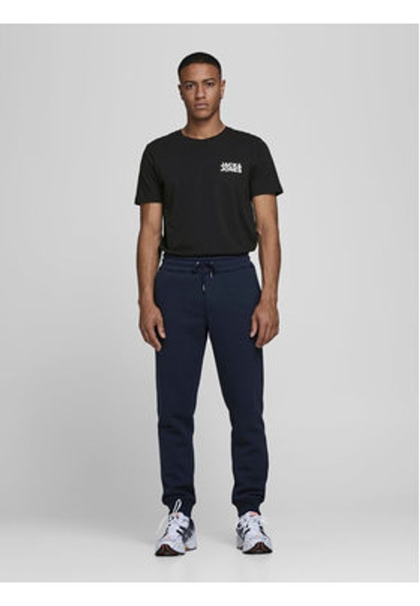 Jack & Jones T-Shirt Corp Logo 12151955 Czarny Slim Fit. Kolor: czarny. Materiał: bawełna