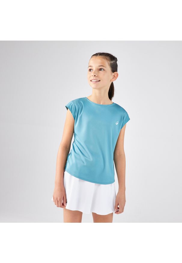 ARTENGO - Koszulka tenisowa dla dziewczynek Artengo TTS Soft. Kolor: niebieski. Materiał: materiał, tkanina, poliester, elastan. Sport: tenis