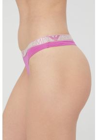 Emporio Armani Underwear stringi kolor fioletowy. Kolor: fioletowy. Materiał: materiał