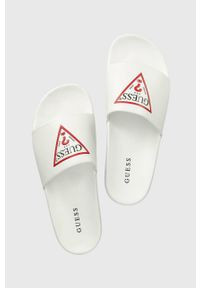 Guess klapki COLICO męskie kolor biały FM6CLC ELE19. Kolor: biały. Materiał: materiał, guma. Obcas: na obcasie. Wysokość obcasa: niski #1