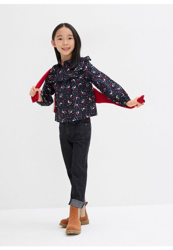 bonprix - Bluzka dziewczęca. Typ kołnierza: kołnierz z falbankami. Kolor: niebieski