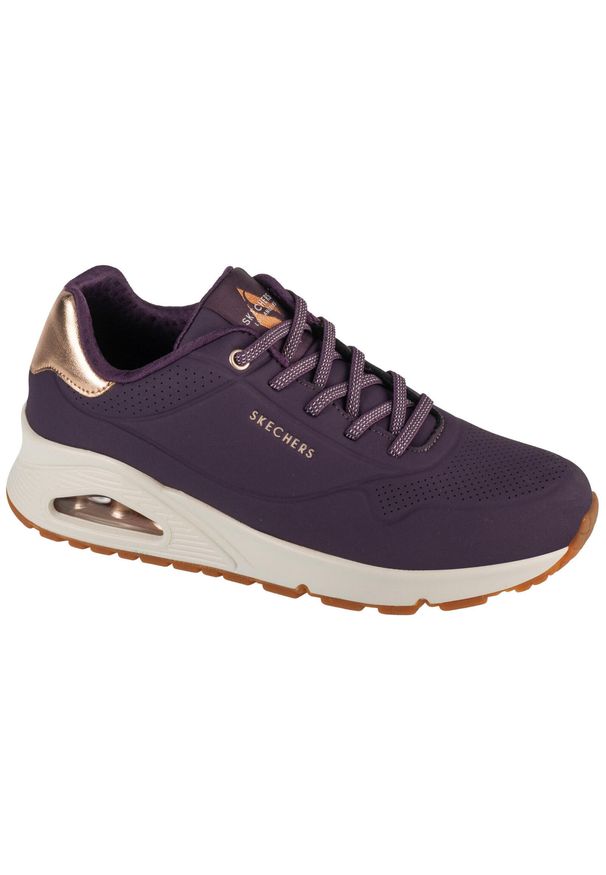 skechers - Buty sportowe Sneakersy damskie, Uno-Shimmer Away. Zapięcie: sznurówki. Kolor: wielokolorowy, fioletowy. Materiał: materiał, syntetyk. Szerokość cholewki: normalna. Sport: turystyka piesza