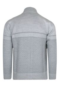 Devir - Sweter Wełniany Szary z Wysokim Dekoltem Zapinany na Zamek, Ciepły -DEVIR. Kolor: szary. Materiał: akryl, wełna. Sezon: jesień, zima. Styl: elegancki #2