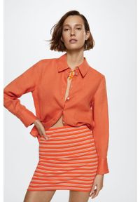mango - Mango spódnica Rama kolor pomarańczowy mini prosta. Okazja: na co dzień. Stan: podwyższony. Kolor: pomarańczowy. Materiał: dzianina, włókno. Styl: casual