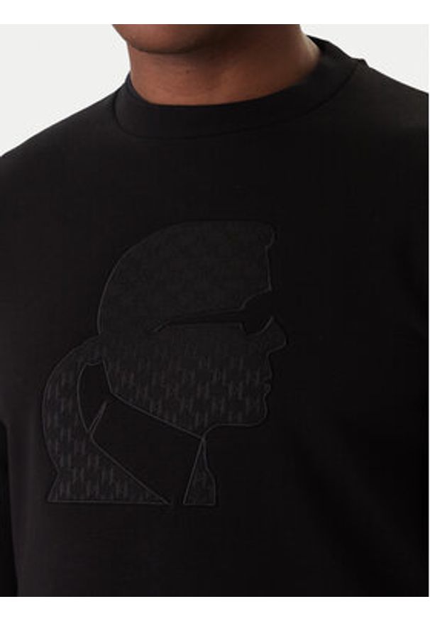 Karl Lagerfeld - KARL LAGERFELD Bluza 705027 561910 Czarny Regular Fit. Typ kołnierza: dekolt w karo. Kolor: czarny. Materiał: bawełna