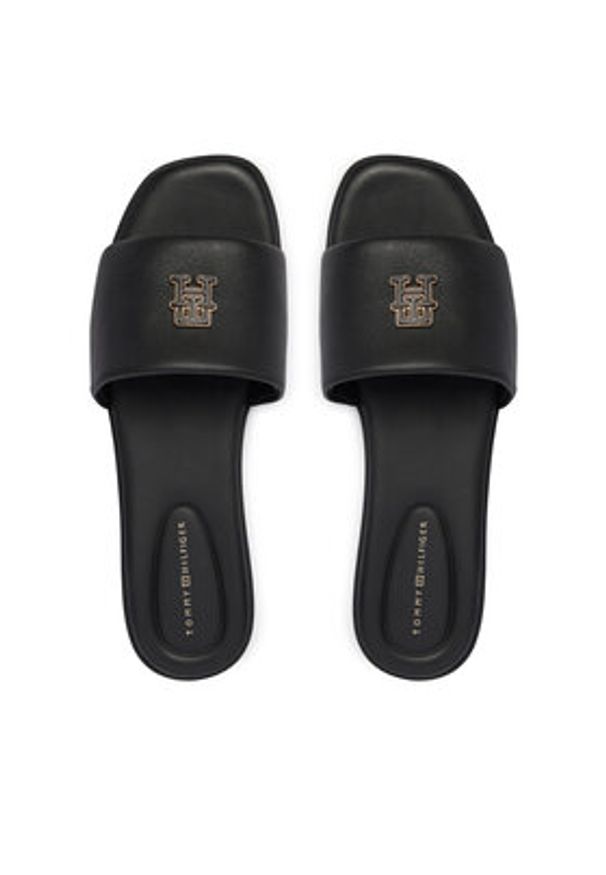 TOMMY HILFIGER - Tommy Hilfiger Klapki Th Logo Hardware Leather Mule FW0FW09292 Czarny. Kolor: czarny. Materiał: skóra