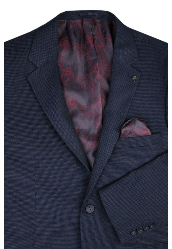 Delikatnie Taliowana Marynarka - Rigon - Granatowa. Kolor: niebieski. Materiał: wiskoza, elastan, poliester. Styl: elegancki