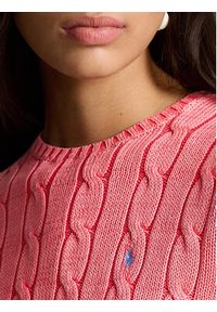 Polo Ralph Lauren Sweter 211935303001 Różowy Slim Fit. Typ kołnierza: polo. Kolor: różowy. Materiał: bawełna