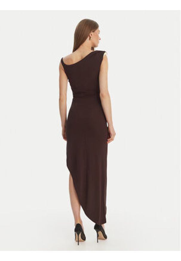 Elisabetta Franchi Sukienka koktajlowa AB-906-61E2-450 Brązowy Regular Fit. Kolor: brązowy. Materiał: wiskoza. Styl: wizytowy