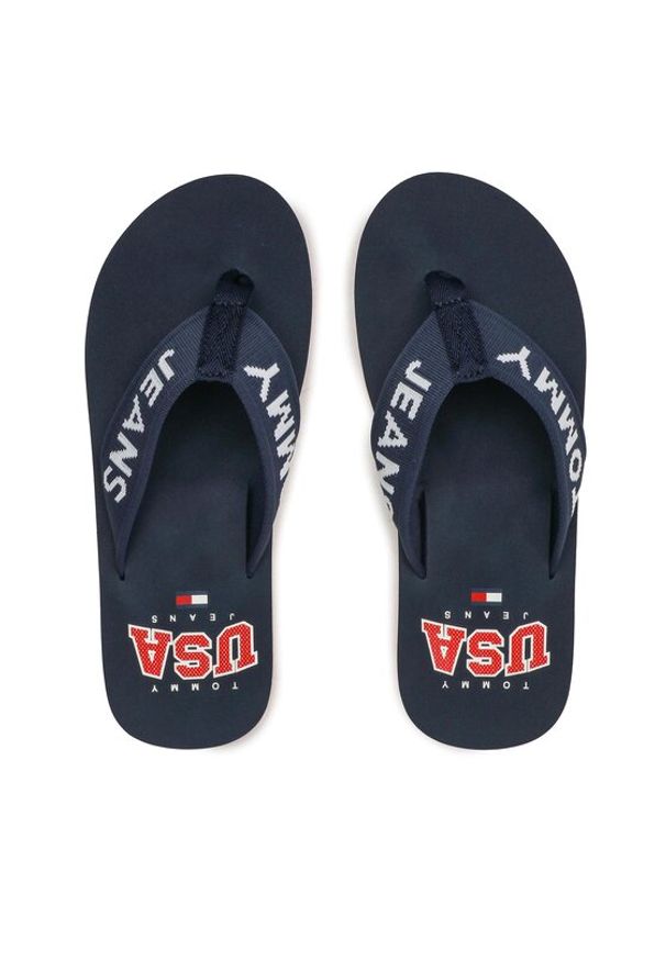 Tommy Jeans Japonki Flip Flop Logo Tape EM0EM01147 Granatowy. Kolor: niebieski. Materiał: materiał