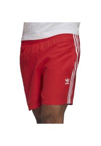 Adidas - Spodenki adidas Original Adicolor Classics 3-Stripes Swim HF2120 - czerwone. Kolor: czerwony. Materiał: poliester. Sport: pływanie