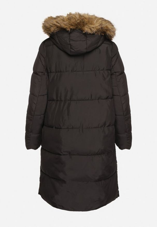 Born2be - Czarna Kurtka Pikowana z Odpinanym Futerkiem Zivilda. Okazja: na co dzień. Kolekcja: plus size. Kolor: czarny. Materiał: futro. Wzór: geometria. Sezon: zima, jesień. Styl: klasyczny, casual, elegancki