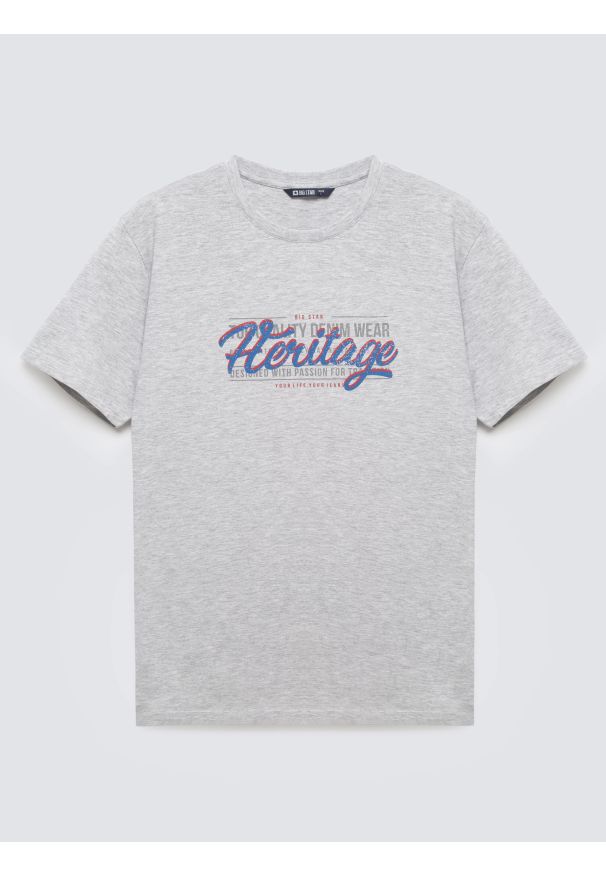 Big-Star - Koszulka męska z nadrukiem szara Keren 902. Kolor: szary. Materiał: bawełna. Wzór: nadruk
