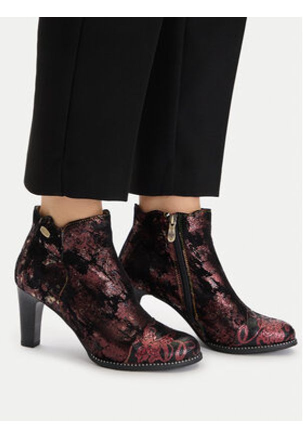 Laura Vita Botki Albane 198 Czerwony. Kolor: czerwony. Materiał: nubuk, skóra