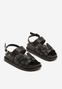 Born2be - Czarne Sandały z Geometryczną Cholewką Mavingia. Okazja: na co dzień. Zapięcie: sprzączka. Kolor: czarny. Wzór: geometria. Styl: casual, elegancki #3