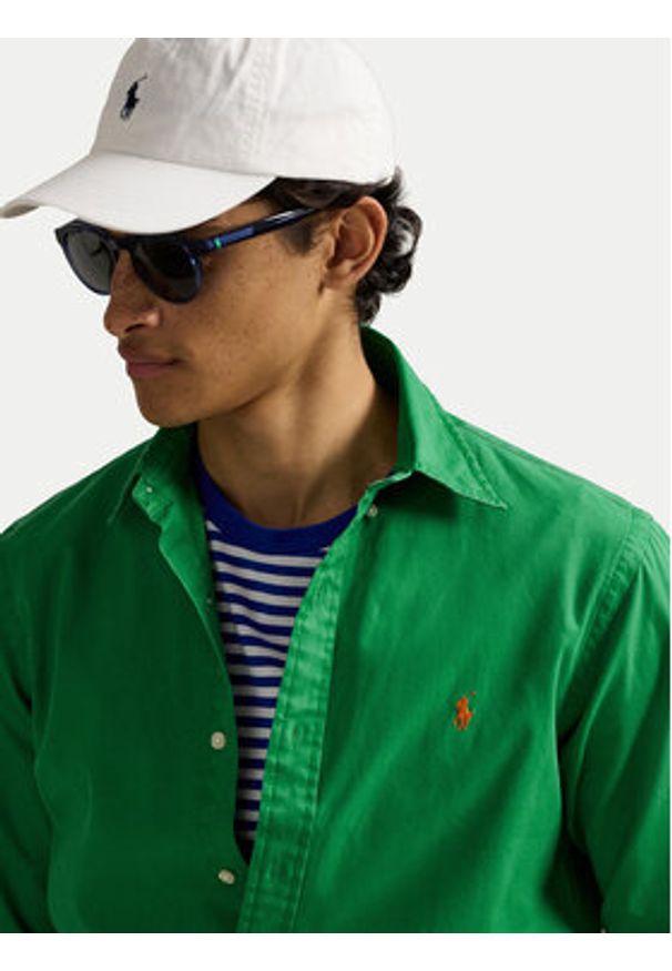 Polo Ralph Lauren Koszula 710937993013 Zielony Custom Fit. Typ kołnierza: polo. Kolor: zielony. Materiał: bawełna