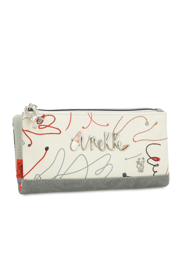 Wielobarwny Duży Portfel Damski Anekke Idealny Na Prezent. Materiał: materiał. Wzór: aplikacja