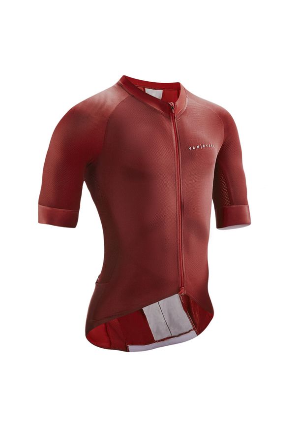 VAN RYSEL - Koszulka rowerowa męska na rower szosowy Van Rysel Endurance Racer. Kolor: czerwony. Materiał: tkanina, mesh. Sport: kolarstwo