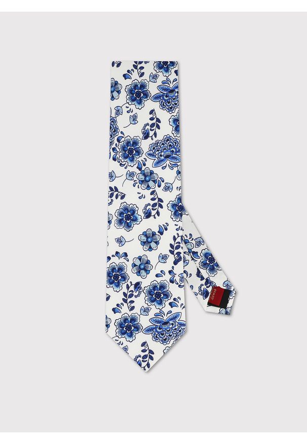 Pako Lorente - PAKO LORENTE – Jedwabny niebieski krawat męski. Okazja: na ślub cywilny, na wesele, na imprezę. Kolor: niebieski. Materiał: jedwab. Wzór: kwiaty. Styl: elegancki