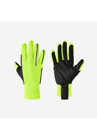 VAN RYSEL - Rękawiczki rowerowe Triban 500 zimowe. Kolor: wielokolorowy, żółty, czarny, zielony. Materiał: materiał. Sezon: zima. Sport: kolarstwo #1